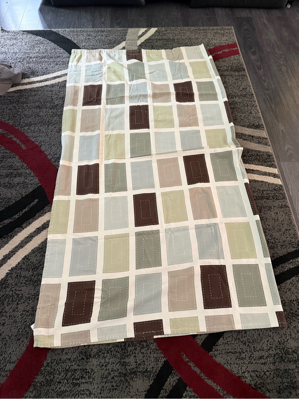 Geometric Patchwork Shower Curtain - Neutral Tones